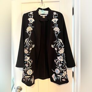 Peter Nygard Black Floral Embroidered Blazer